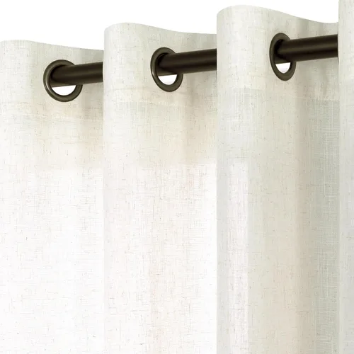 Miniatura 8 de KOUFALL Cortinas de lino azul piedra para dormitorio, 2 paneles de cortinas semitransparentes azul empolvado con ojales de bronce para sala