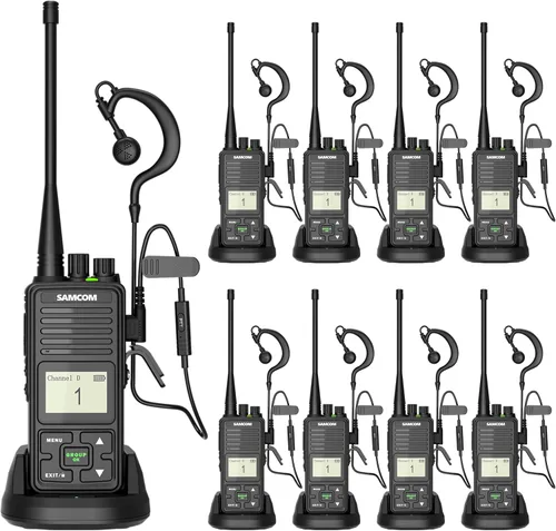 Miniatura 10 de SAMCOM FPCN10A - Radio bidireccional de 3000 mAh, alta capacidad, larga duración, Walkie Talkies, resistente, con auricular de llamada grupal, base