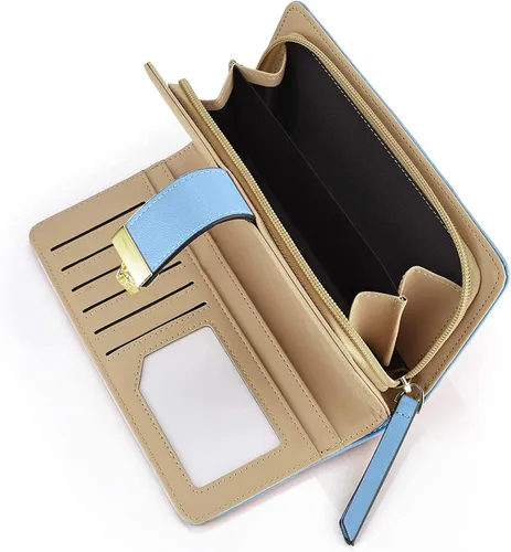 Miniatura 3 de PGXT Women's Long Leather Card Holder Purse Zipper Buckle Elegant Clutch Wallet 1