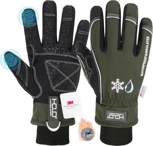 Miniatura 13 de HANDLANDY Winter Work Gloves, 3M Thinsulate Waterproof Insulated Glove for Men Women Rosa