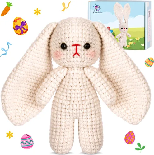 Miniatura 12 de Kit de ganchillo para principiantes, kit de inicio de ganchillo con tutoriales en video paso a paso, suministros de tejido de ganchillo Amigurumi