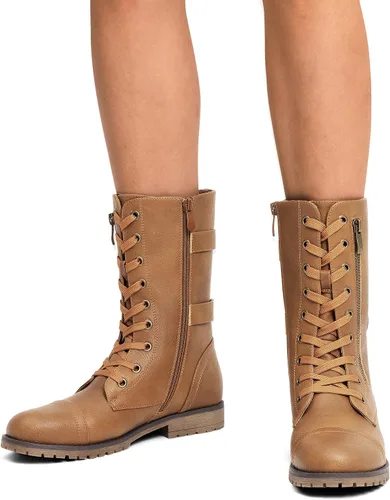 Miniatura 7 de DREAM PAIRS Women's Combat Boots, Mid Calf Built-in Wallet Pocket Lace up Military Ankle Booties