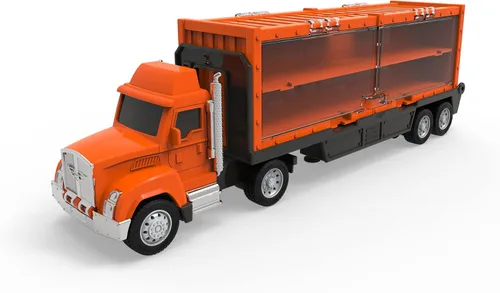 Miniatura 9 de Driven by Battat Camión transportador de juguetes grande para niños con 2 autos de tracción - Camión de transporte de juguetes y vehículo de juego
