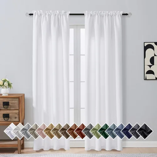 Miniatura 232 de OVZME Cortinas opacas turquesa para tratamiento de ventanas pequeñas, cortinas cortas con bloqueo de luz para ventana de cocina sobre el fregadero