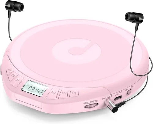 Miniatura 13 de Reproductor de CD Gueray: reproductor de CD portátil Dsicman: con auriculares para el coche con protección contra saltos y a prueba de golpes