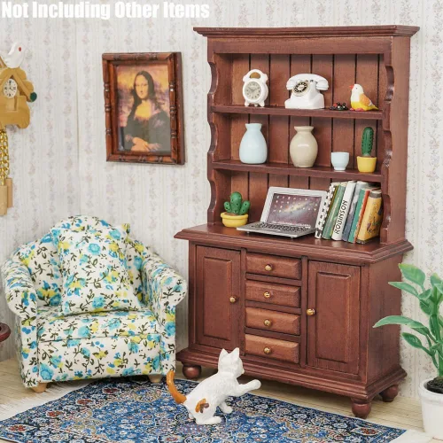 Miniatura 3 de Odoria 1/12 - Muebles en miniatura para casa de muñecas, color marrón
