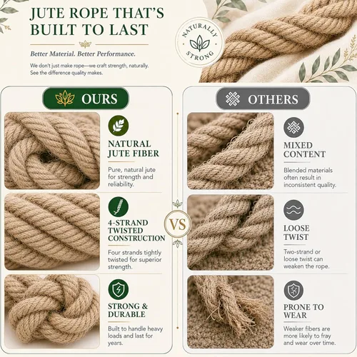 Miniatura 4 de Twisted Manila - Cuerda de yute natural (1.5 pulgadas x 10 pies), cuerda de cáñamo gruesa para muelles, barandillas, escalada de árboles, decoración