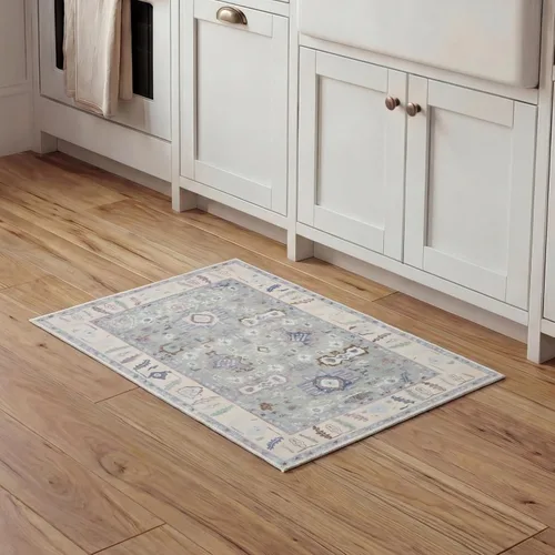 Miniatura 8 de Kuden Alfombra pequeña de 2 x 3, lavable a máquina, parte trasera antideslizante, estilo vintage, suave, pelo bajo, alfombras de área para entrada