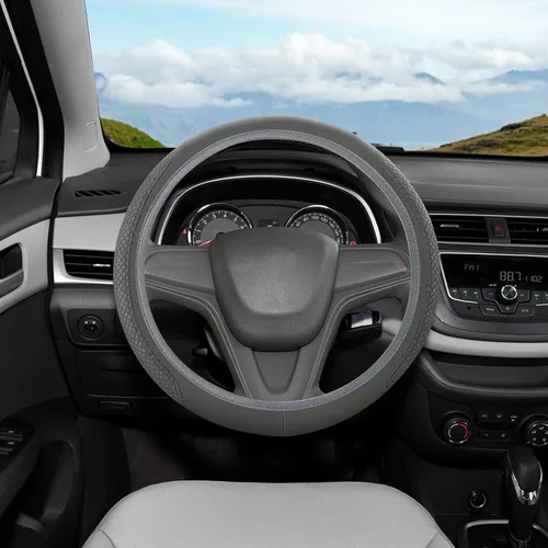 Miniatura 10 de Funda de volante de automóvil, funda de volante de carbono de 15 pulgadas, accesorios de volante antideslizantes transpirables para hombres