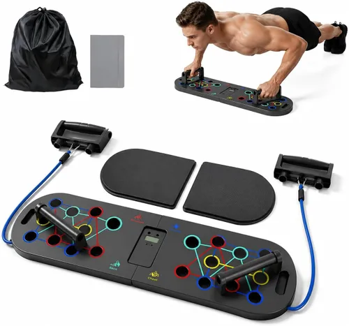 Miniatura 6 de Tabla de empuje, barra de empuje portátil desmontable 17 en 1 en gimnasio en casa, equipo profesional de entrenamiento muscular disponible