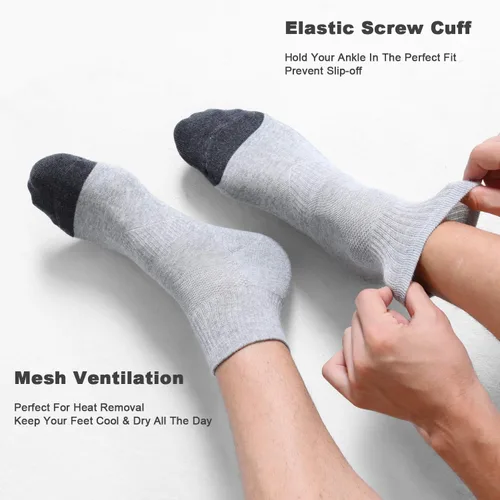 Miniatura 4 de CS CELERSPORT Paquete de 6 calcetines tobilleros para hombre con cojín para correr