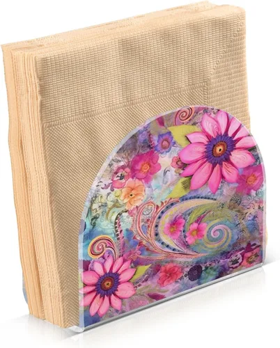 Miniatura 2 de Napkin Holder Blooming Flowers Napkin Holders for Tables, Clear Acrylic Napkin Holders Cocktail Napkin Holder for Kitchen Restaurant Bar Home Decor