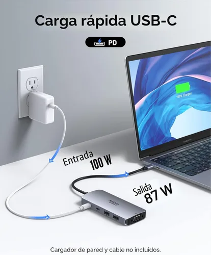 Miniatura 5 de Estación de acoplamiento USB C con adaptador de monitor dual HDMI, Selore USB C Hub para 3 monitores con dual HDMI, DisplayPort, VGA, carga PD