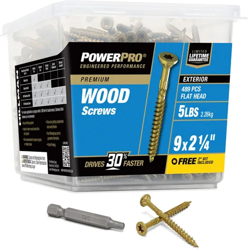 Miniatura 19 de Power Pro Tornillos de madera para exteriores de alta calidad, tornillos de cubierta multiusos #10 x 5 pulgadas para proyectos al aire libre, broca