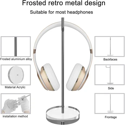 Miniatura 2 de GEEKRIA Soporte de auriculares de aluminio acrílico para auriculares en la oreja, soporte de auriculares para juegos, colgador de pantalla