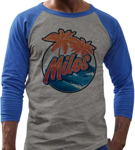 Miniatura 2 de TeesAndTankYou Tropical Milos Three-Quarter Raglan Sleeve Baseball Shirt Unisex
