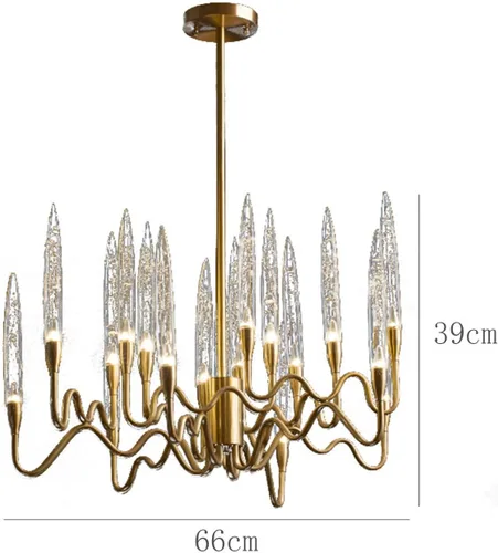 Miniatura 7 de Candelabros LED, modernos candelabros de cristal, lámpara colgante de latón, lámpara de techo ajustable compatible con dormitorio, pasillo, bar