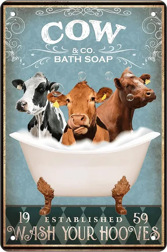 Miniatura 8 de Divertido cartel de baño con diseño de cerdo - Decoración de granja, cartel de cerdo, arte de pared, póster retro, decoración de pared para bar