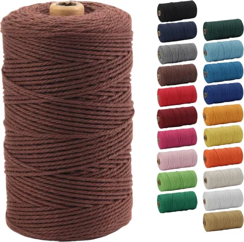 Miniatura 7 de Cordón de macramé de 0.079 pulgadas, cuerda de macramé color POZEAN de 220 yardas (unos 656.2 ft), cuerda de algodón 100% natural para colgar