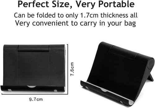 Miniatura 7 de Soporte plegable ajustable para teléfono celular para escritorio, compatible con la mayoría de teléfonos inteligentes y tabletas, base de goma