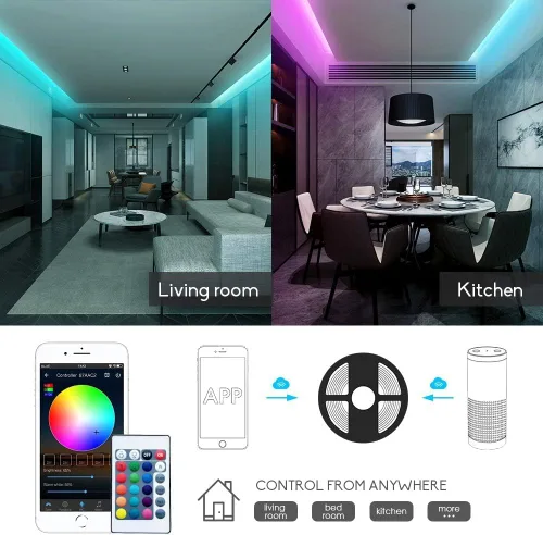 Miniatura 2 de GIDEALED Kit de tira de luces LED RGBW WiFi inteligente compatible con Alexa y Google Assistant, controlador LED RGBW con 24 teclas RF Romote