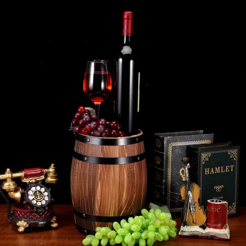Miniatura 8 de Maceta de madera rústica para decoración de barril de vino, 8.2 pulgadas, estilo antiguo, cerveza para decoración del hogar, patio, jardín