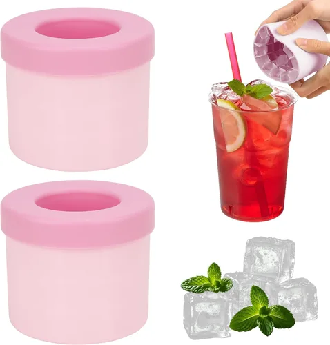 Miniatura 7 de LUEXBOX – Molde para cubitos de hielo en cilindro, bandejas para hielo de silicona, cubeta de hielo portátil, molde para hielo de liberación fácil