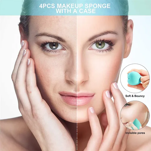 Miniatura 5 de DUAIU - Juego de 4 esponjas de maquillaje para mezclar base de belleza, impecable para líquidos, crema y polvo, mezcla de aplicación profesional sin