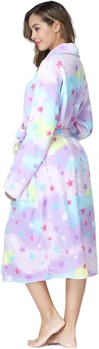 Miniatura 5 de RONGTAI - Bata de baño de vellón para mujer, batas afelpadas, largas y cálidas