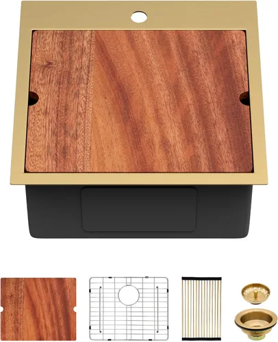 Miniatura 62 de Fregadero de cocina para exteriores, 21 x 20 pulgadas, fregadero de barra para exteriores, fregaderos de cocina de acero inoxidable de montaje