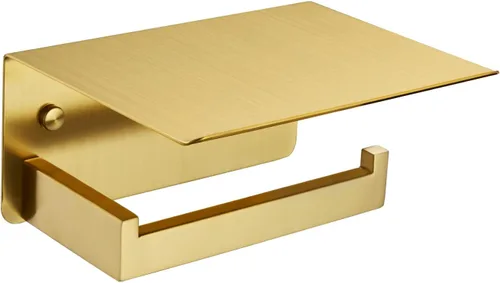 Miniatura 17 de Soporte de papel higiénico con estante para teléfono, color negro y dorado, dispensador de rollos de papel de acero inoxidable APLusee 304