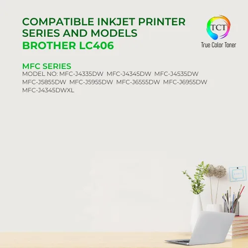 Miniatura 2 de TCT LC406 - Paquete de 5 cartuchos de tinta, repuesto compatible de alta calidad para impresoras Brother LC406 LC406BK LC406C LC406M LC406Y funciona