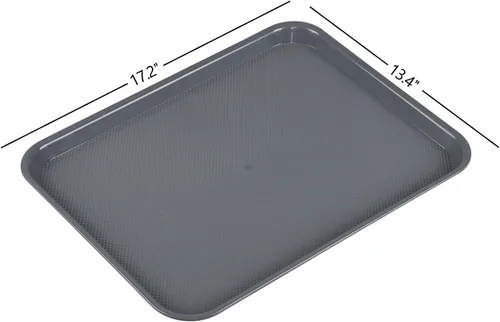 Miniatura 2 de Readsky 6 paquetes de bandejas de plástico para servir, bandejas de plástico de comida rápida de 17.2 x 13.4 pulgadas, bandeja rectangular gris