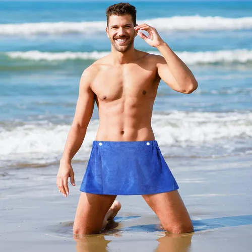 Miniatura 4 de Preboun Toalla de baño para hombre, toalla de ducha ajustable, toalla de spa con bolsillo para después de la ducha para hombres, regalo para spa