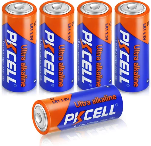 PKCELL Baterías alcalinas de tamaño N de 1.5 V, paquete de 5 baterías médicas MN9100/E90/LR1 de ultra larga duración para dispositivos médicos,