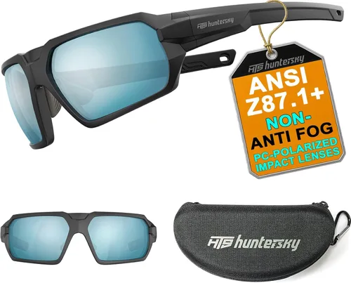 HTS HUNTERSKY Ballistic Tactical ANSI Z87.1+ Impact Protection Anti Fog Shooting Glasses Military Grade Airsoft Range Negro azul
