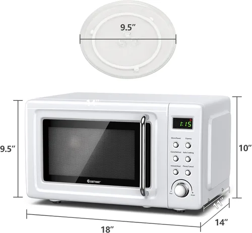 Miniatura 7 de LDAILY Horno de microondas pequeño retro de 0.7 pies cúbicos, microondas compacto de encimera de 700W con 5 niveles de potencia, menús de cocción