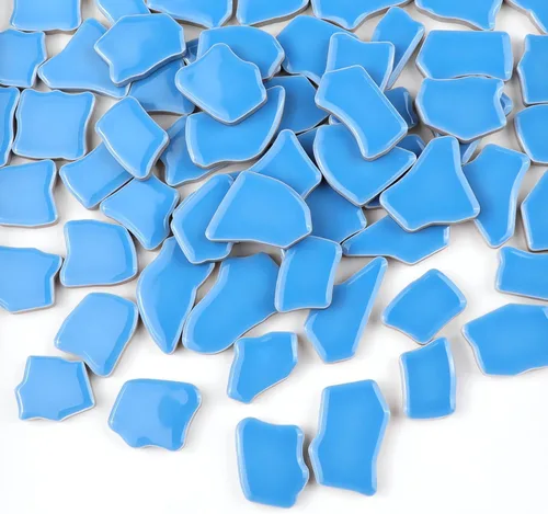 Miniatura 3 de PINUO&KE Azulejo de mosaico de cerámica irregular con pegamento de 0.99 libras para adultos y niños, hecho a mano, para baño, cocina, decoración