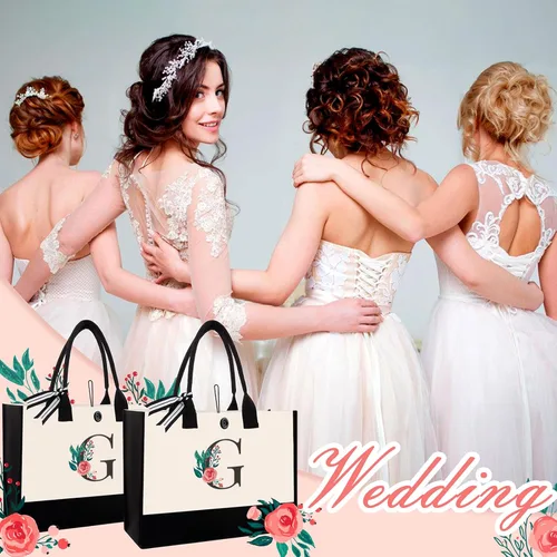 Miniatura 30 de Bolsa de lona con inicial, regalos de cumpleaños personalizados para mujeres, madres, amigas y profesoras, bolsas de mano con monograma adecuadas
