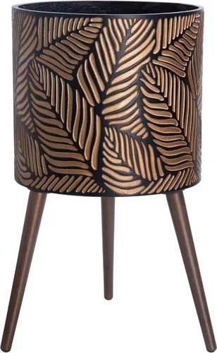 Miniatura 14 de D'vine Dev Maceta de 12 pulgadas con soporte, maceta alta de mediados de siglo con patas para plantas de interior, grande, bronce/gris, 88-L-C-6