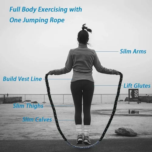 Miniatura 4 de TONYKO Cuerda de saltar pesada para hombres y mujeres, entrenamiento de cuerpo total, entrenamiento de potencia, mejora el fortalecimiento muscular