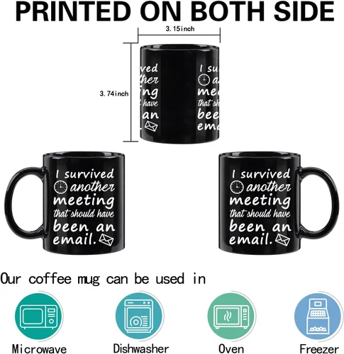 Miniatura 5 de WENSSY Taza de correo electrónico "Sobreviví a otra reunión que debería haber sido un correo electrónico" Taza divertida de oficina Taza de café