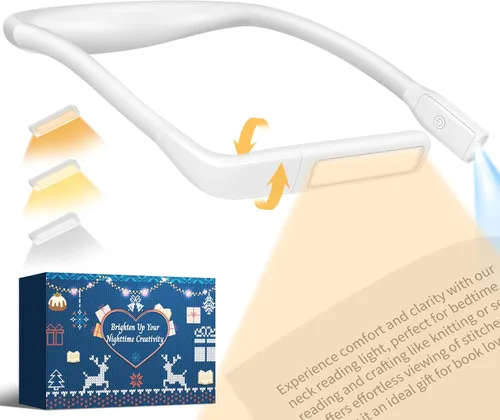 Miniatura 20 de Luz de cuello para leer libros para amantes de la lectura, recargable 2000mAh 10-80Hrs luz de libro amplia amigable para los ojos, regalos de Negro
