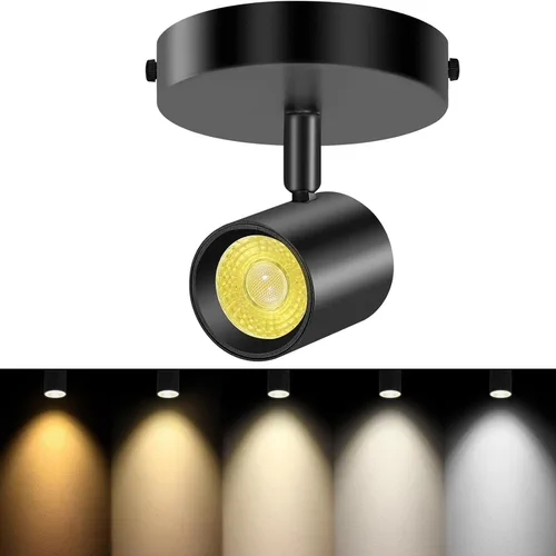 VANoopee Foco de techo de 5 colores de montaje empotrado LED direccionales ajustables para interiores, lámpara de techo regulable para decoración