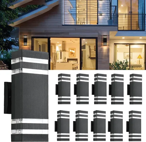 Miniatura 8 de Paquete de 2 luces LED cuadradas de 12 pulgadas para pared arriba y abajo, 14 W, 4000 K, blanco día, luz de pared blanca para exteriores, cuerpo