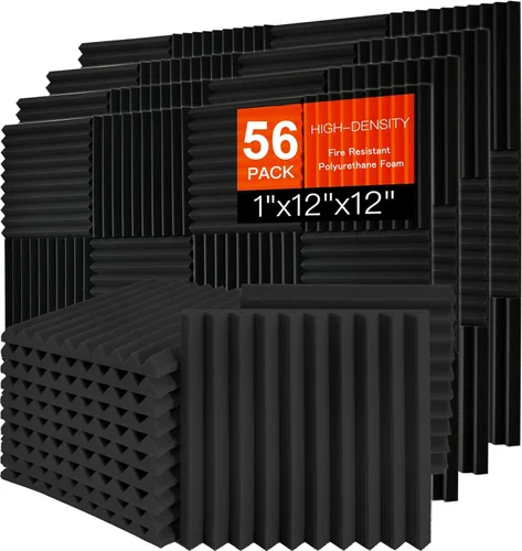 Miniatura 21 de Paquete de 24 paneles acústicos de espuma Saiqiang con aislamiento de sonido, paneles de espuma de 1 x 12 x 12 pulgadas, paneles de absorción