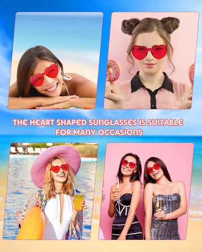 Miniatura 6 de Frienda 20 Pairs Heart Shaped Sunglasses Rimless Candy Color Glasses for Women Men Party Favor