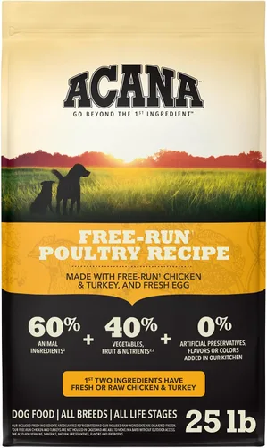 ACANA - Alimento seco para perros sin granos Receta de aves de corral de campo libre Bolsa de 25 libras