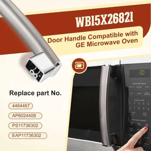 Miniatura 3 de WB15X26821 Manija de Puerta de Reemplazo Compatible con Horno Microondas GE JVM6175SK2SS JVM7195SK3SS JVM6175SK1SS JVM6175EK2ES JVM7195SK1SS