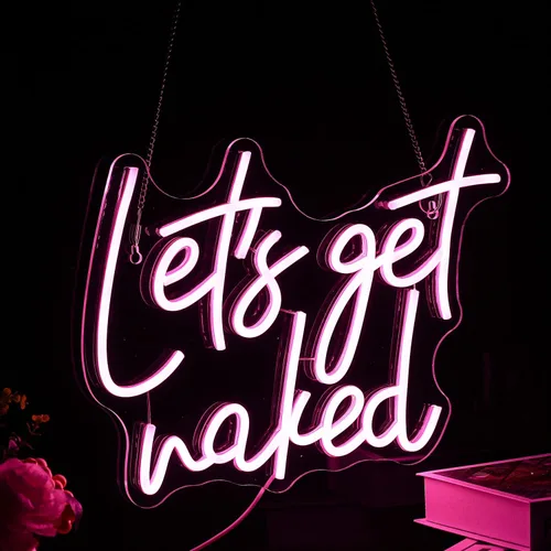 Miniatura 2 de Let's Get Naked - Letrero de neón rosa para decoración de pared, letras LED de neón para dormitorio, habitación de niñas, decoración de estoe